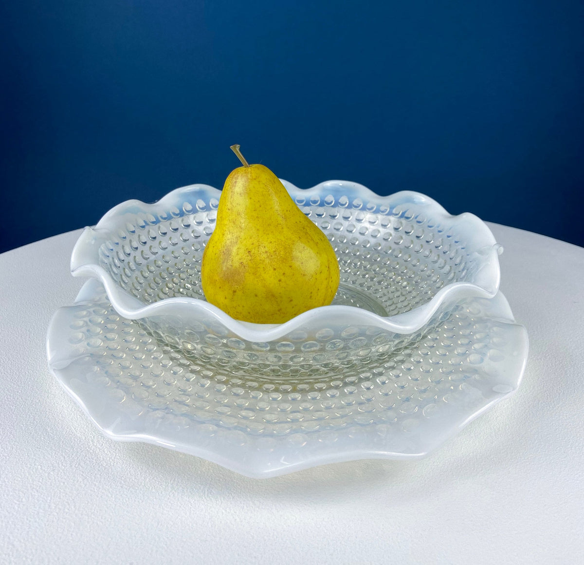 Vintage Moonstone Hobnail Serving Set – Large Bowl & Matching Plate