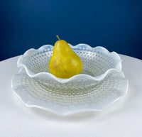 Vintage Moonstone Hobnail Serving Set – Large Bowl & Matching Plate