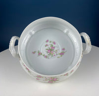 Antique Porcelain Tureen – Pink Roses Design with Bow Handles