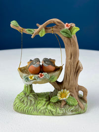 Marks & Rosenfeld Porcelain Figurine – Little Girl Planting Flowers with Birds in Nest