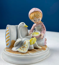 Porcelain Figurine “Get Well Soon” – Boy with Sick Dog Inspired by Norman Rockwell