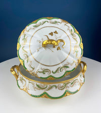 Antique Porcelain Tureen – Pink Roses Design with Bow Handles