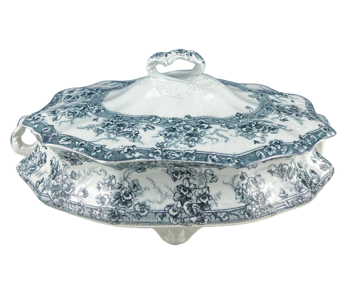 Antique Wedgwood Porcelain Tureen – Oval Black & White Relief Design