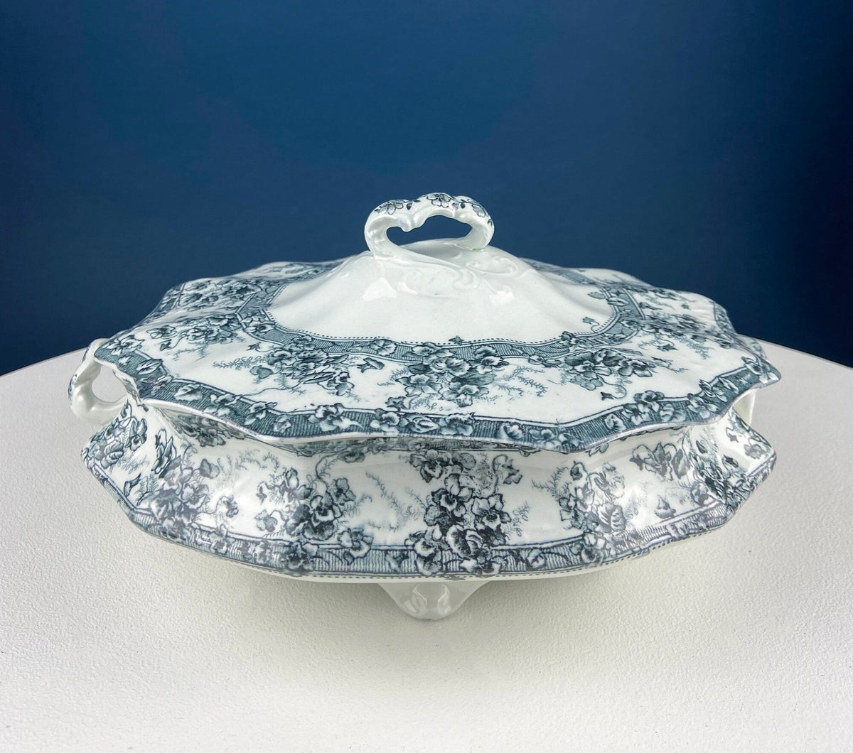 Antique Porcelain Tureen – Pink Roses Design with Bow Handles