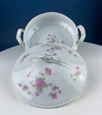 Antique Porcelain Tureen – Pink Roses Design with Bow Handles