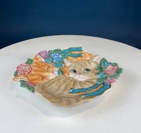 Fitz and Floyd Kitten Kaboodle Plate – 3D Cats & Flowers Design