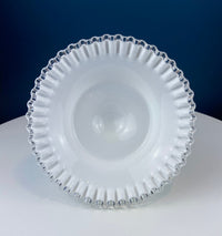 Fenton Milk Glass Hobnail Footed Bowl – Ruffled Edge Compote