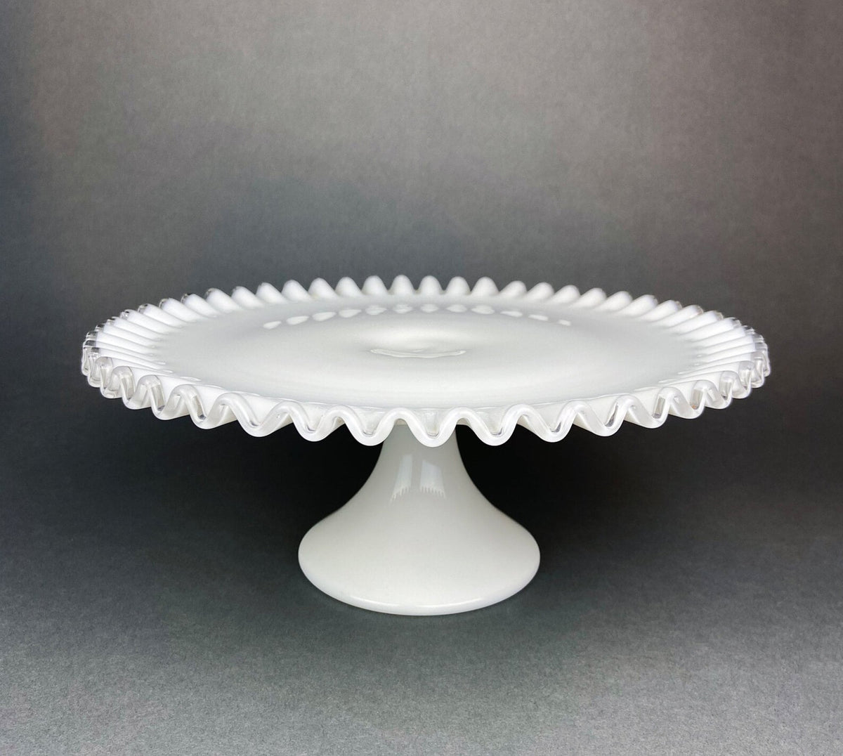 Fenton Milk Glass Hobnail Footed Bowl – Ruffled Edge Compote