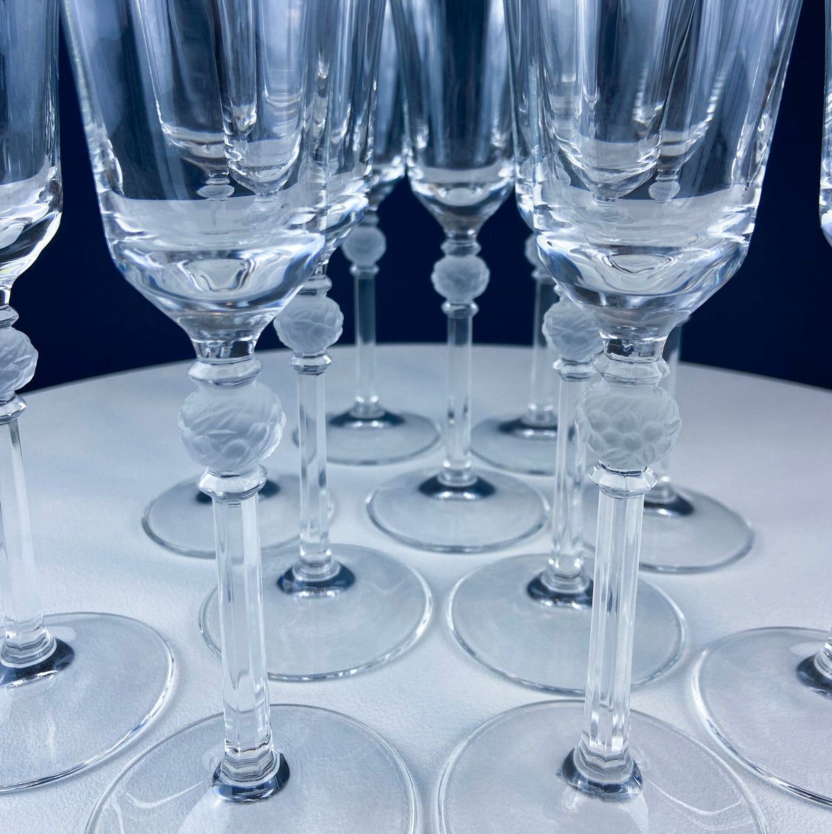 Mikasa Enchantress Crystal Champagne Glasses – Set of 11 with Frosted Ball Stem