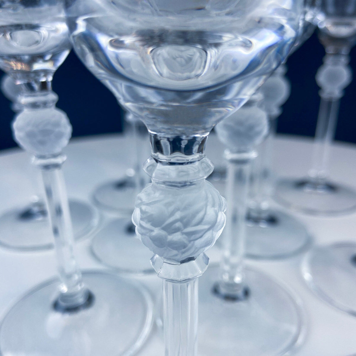 Crystal Wine Goblets with Frosted Ball Stem – Enchantress by Mikasa, Set of 9
