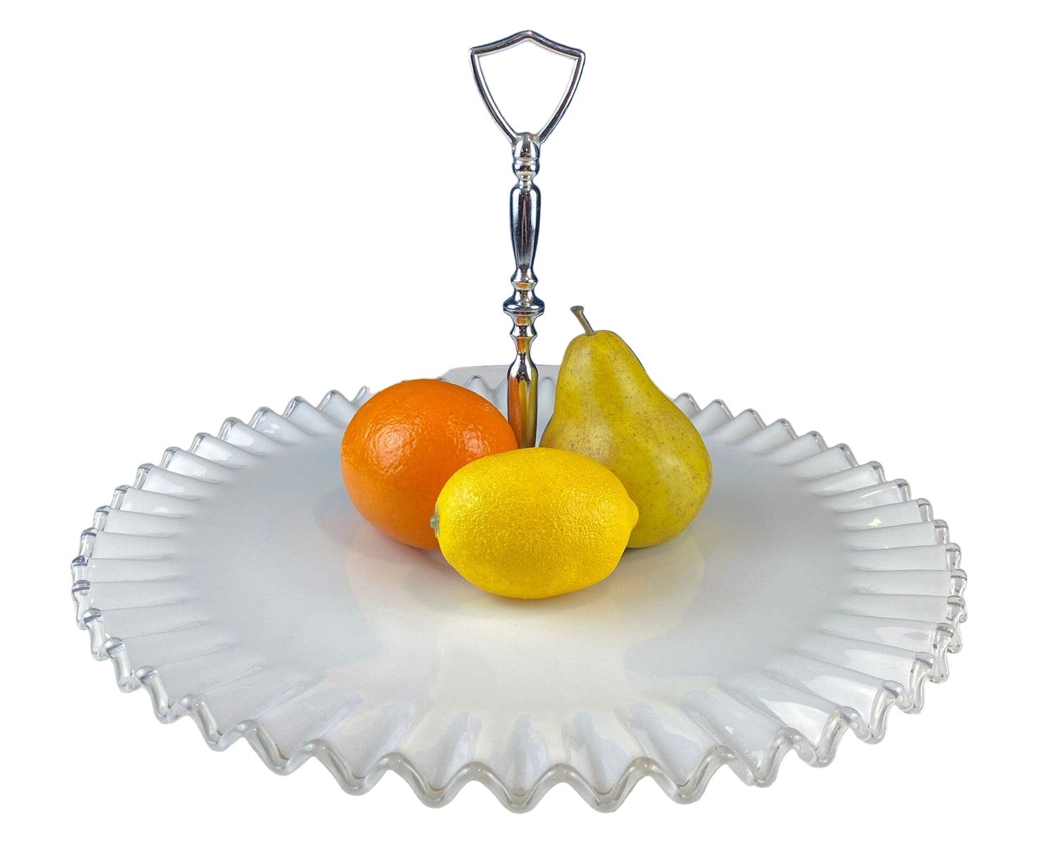 Fenton Silver Crest Milk Glass Serving Stand – Ruffled Edge