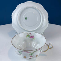 M&K Austria Porcelain Cup & Saucer – Rose Garlands and Heart Handle