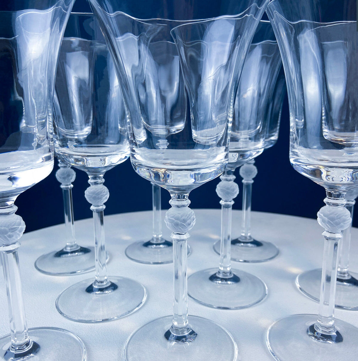 Crystal Wine Goblets with Frosted Ball Stem – Enchantress by Mikasa, Set of 9