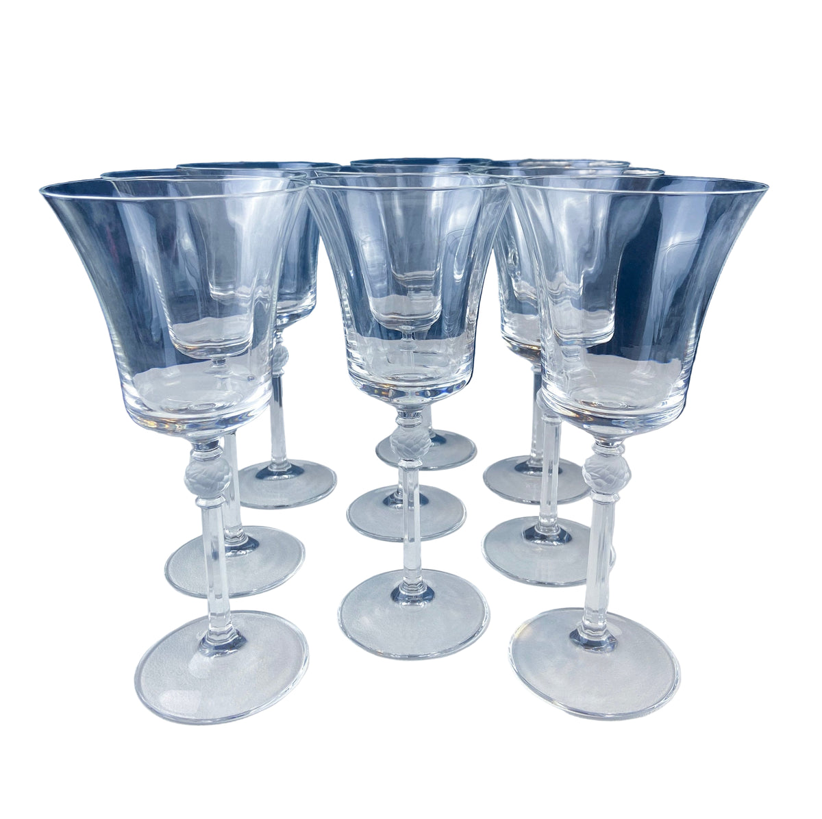 Crystal Wine Goblets with Frosted Ball Stem – Enchantress by Mikasa, Set of 9