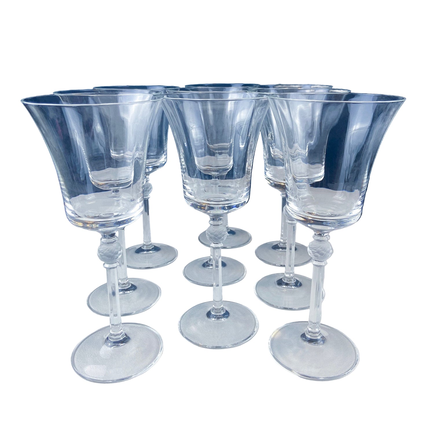 Crystal Wine Goblets with Frosted Ball Stem – Enchantress by Mikasa, Set of 9