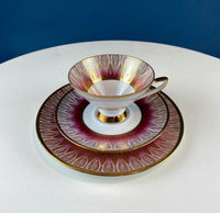 Antique Bavarian Gold and Cream Porcelain Tea Set Trio – Cup, Saucer, and Dessert Plate