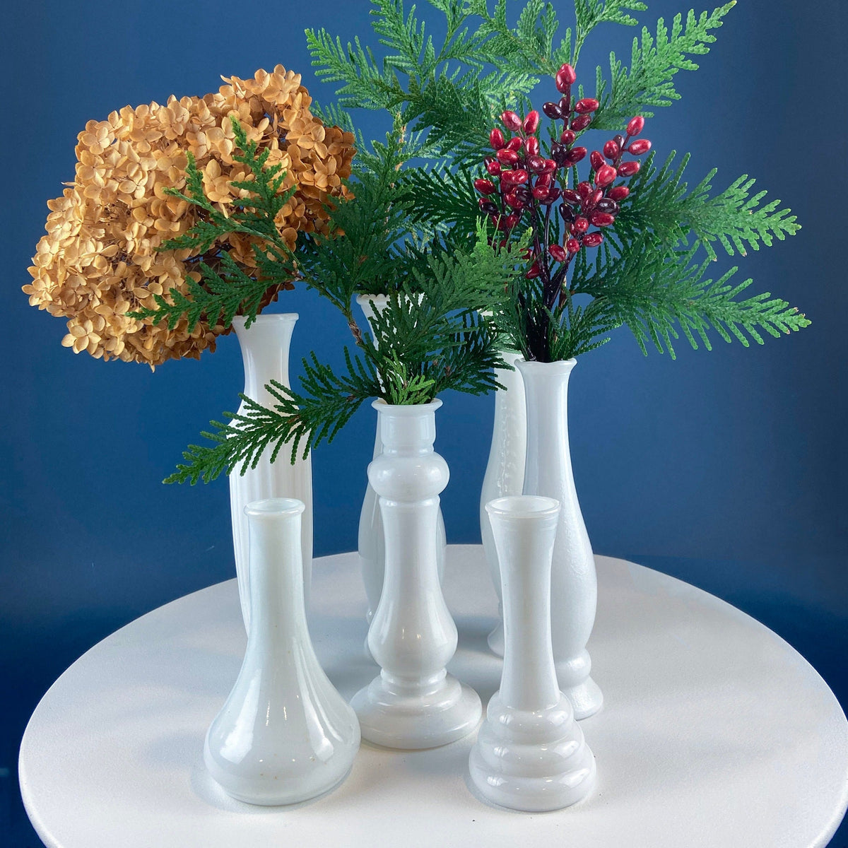 Milk Glass Vases – Set of 7 Assorted Shapes & Sizes