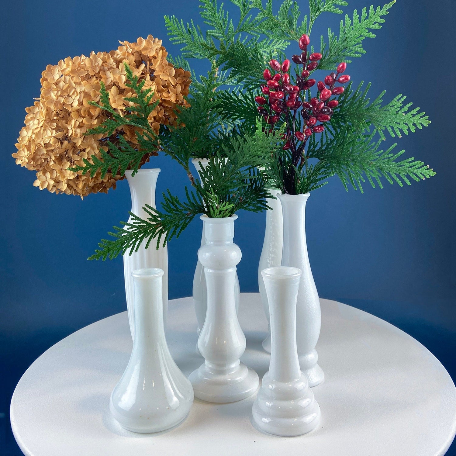 Milk Glass Vases – Set of 7 Assorted Shapes & Sizes