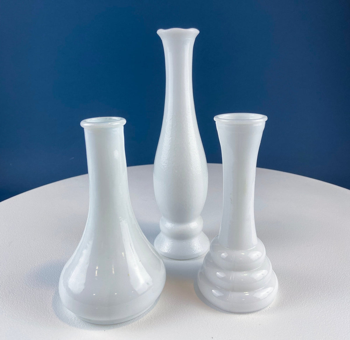 Milk Glass Vases – Set of 7 Assorted Shapes & Sizes