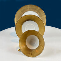 Antique Bavarian Gold and Cream Porcelain Tea Set Trio – Cup, Saucer, and Dessert Plate