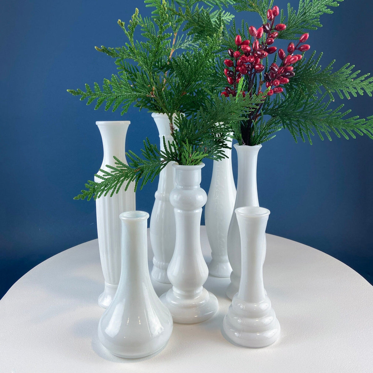 Milk Glass Vases – Set of 7 Assorted Shapes & Sizes