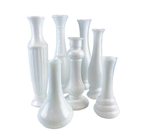 Milk Glass Vases – Set of 7 Assorted Shapes & Sizes