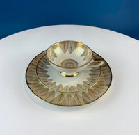 Antique Bavarian Gold and Cream Porcelain Tea Set Trio – Cup, Saucer, and Dessert Plate