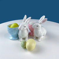 White Porcelain Bunny Figurines – Set of 2