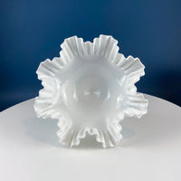 Fenton Milk Glass Hobnail Footed Bowl – Ruffled Edge Compote