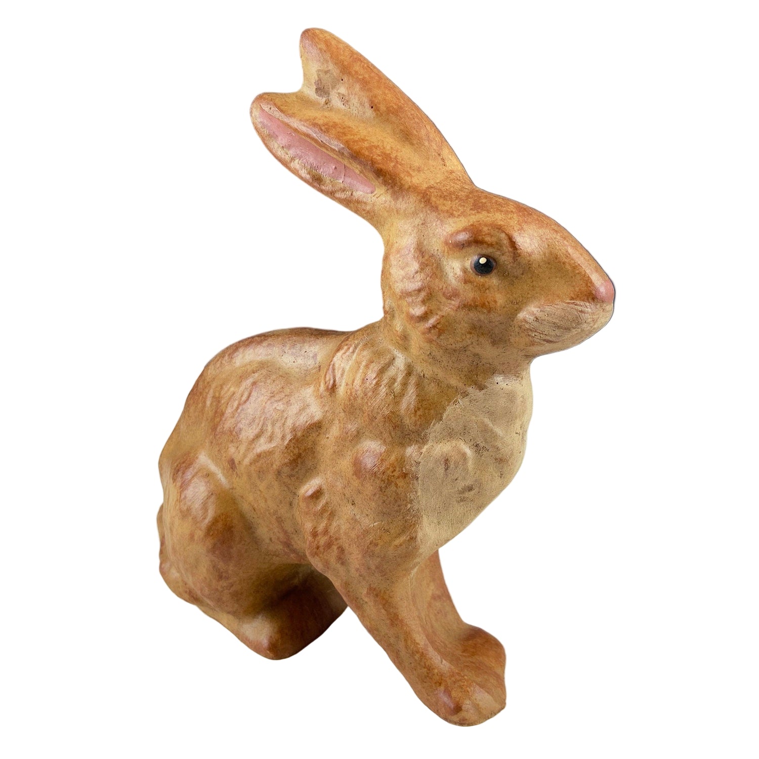 Brown Hand-Painted Seated Bunny Figurine – Vintage Porcelain Rabbit