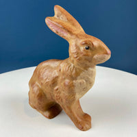 Brown Ceramic Bunny Figurine – Mom Carrying Baby Rabbit