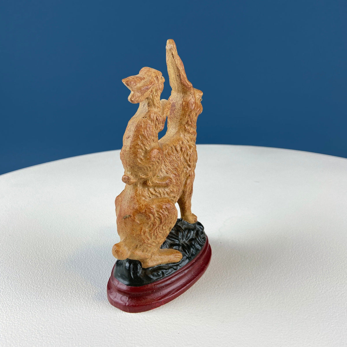 Brown Ceramic Bunny Figurine – Mom Carrying Baby Rabbit