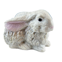 Vintage Porcelain Gray Bunny Figurine with Pink Ears
