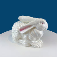 Vintage Porcelain Gray Bunny Figurine with Pink Ears