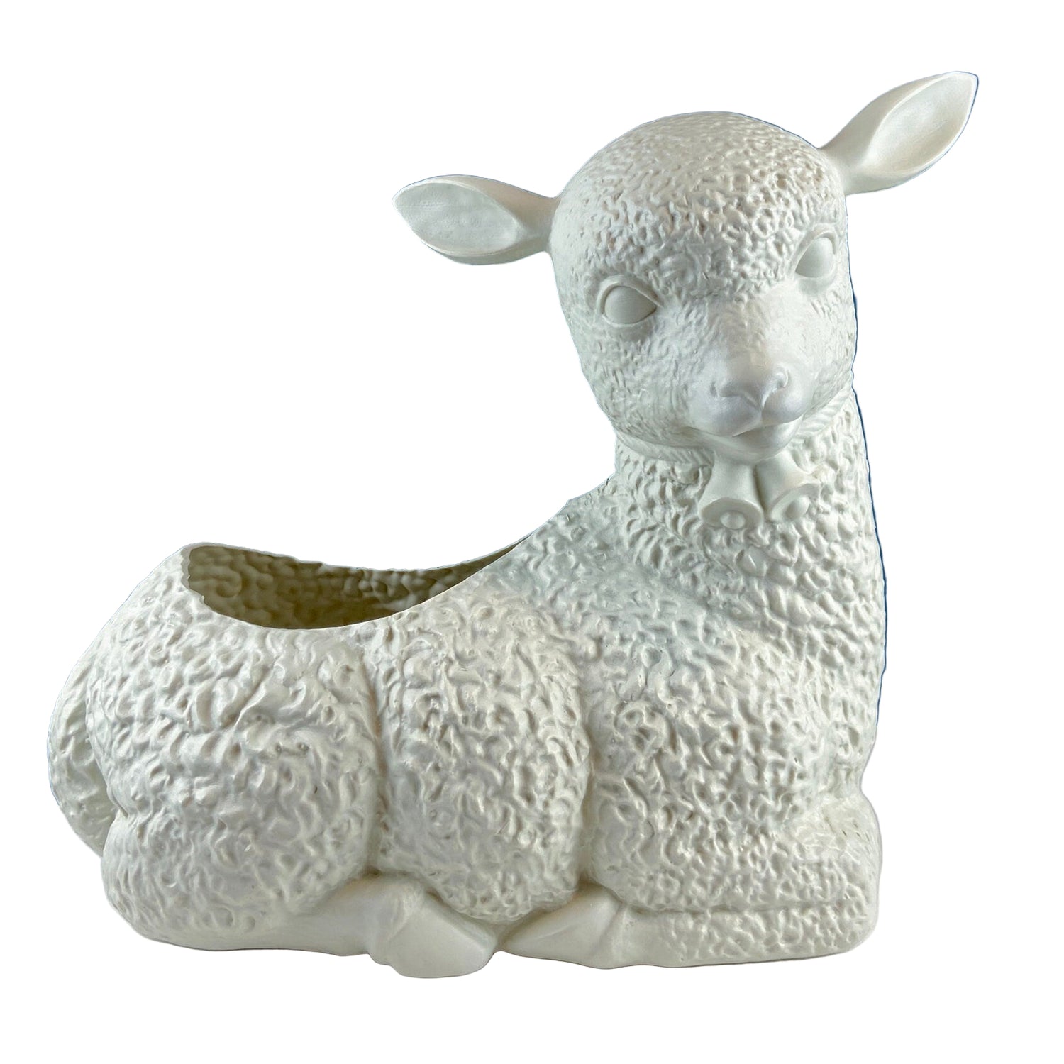 White Lamb Blow Mold Planter or Table Decoration