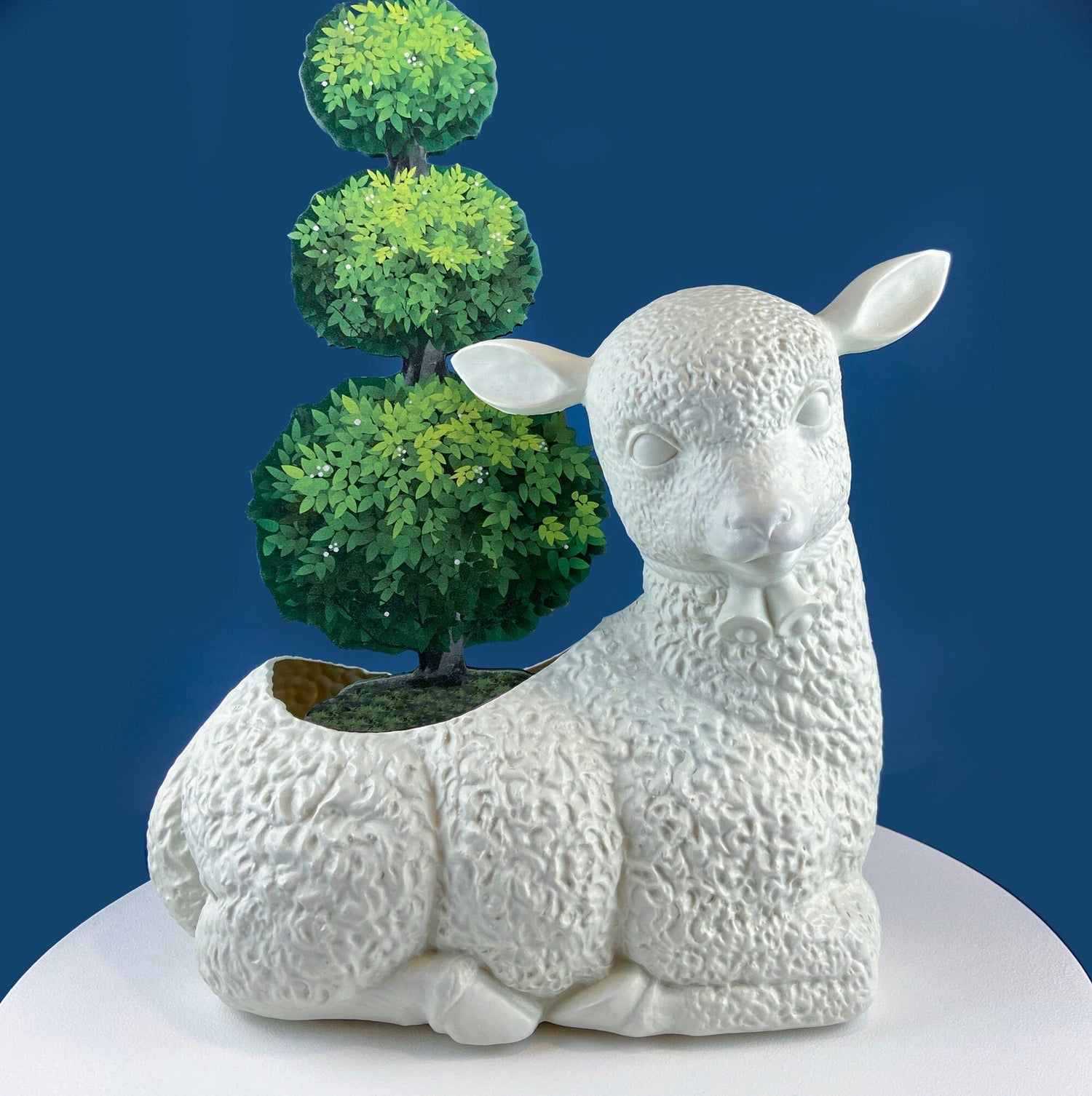 White Lamb Blow Mold Planter or Table Decoration