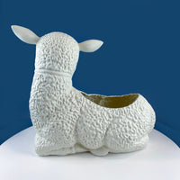 White Lamb Blow Mold Planter or Table Decoration