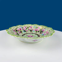 Antique Victorian Porcelain Bowl – Pink Roses & Gold Beading