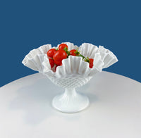 Fenton Milk Glass Hobnail Footed Bowl – Ruffled Edge Compote