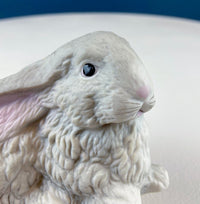 Vintage Porcelain Gray Bunny Figurine with Pink Ears