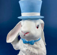 Vintage Porcelain Gray Bunny Figurine with Pink Ears