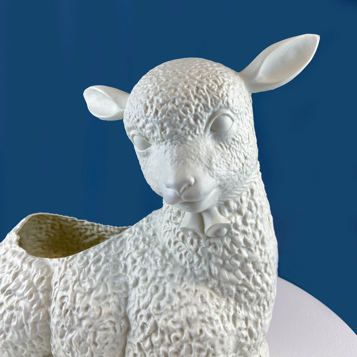 White Lamb Blow Mold Planter or Table Decoration