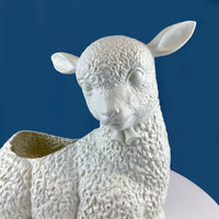 White Lamb Blow Mold Planter or Table Decoration