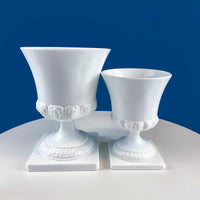 Vintage E.O. Brody Milk Glass Urn with Greek Key & Wheat Motif – 9