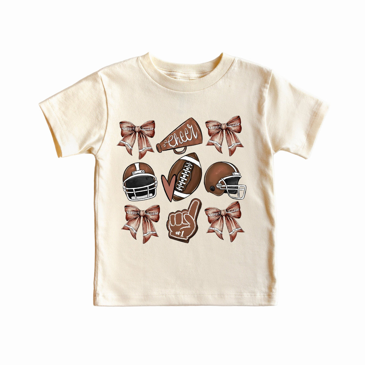 Girls Cheer Football and Bows Tee (2 Colors)