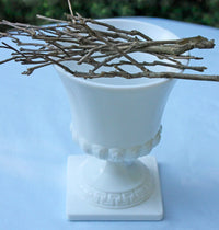 Vintage E.O. Brody Milk Glass Urn with Greek Key & Wheat Motif – 9