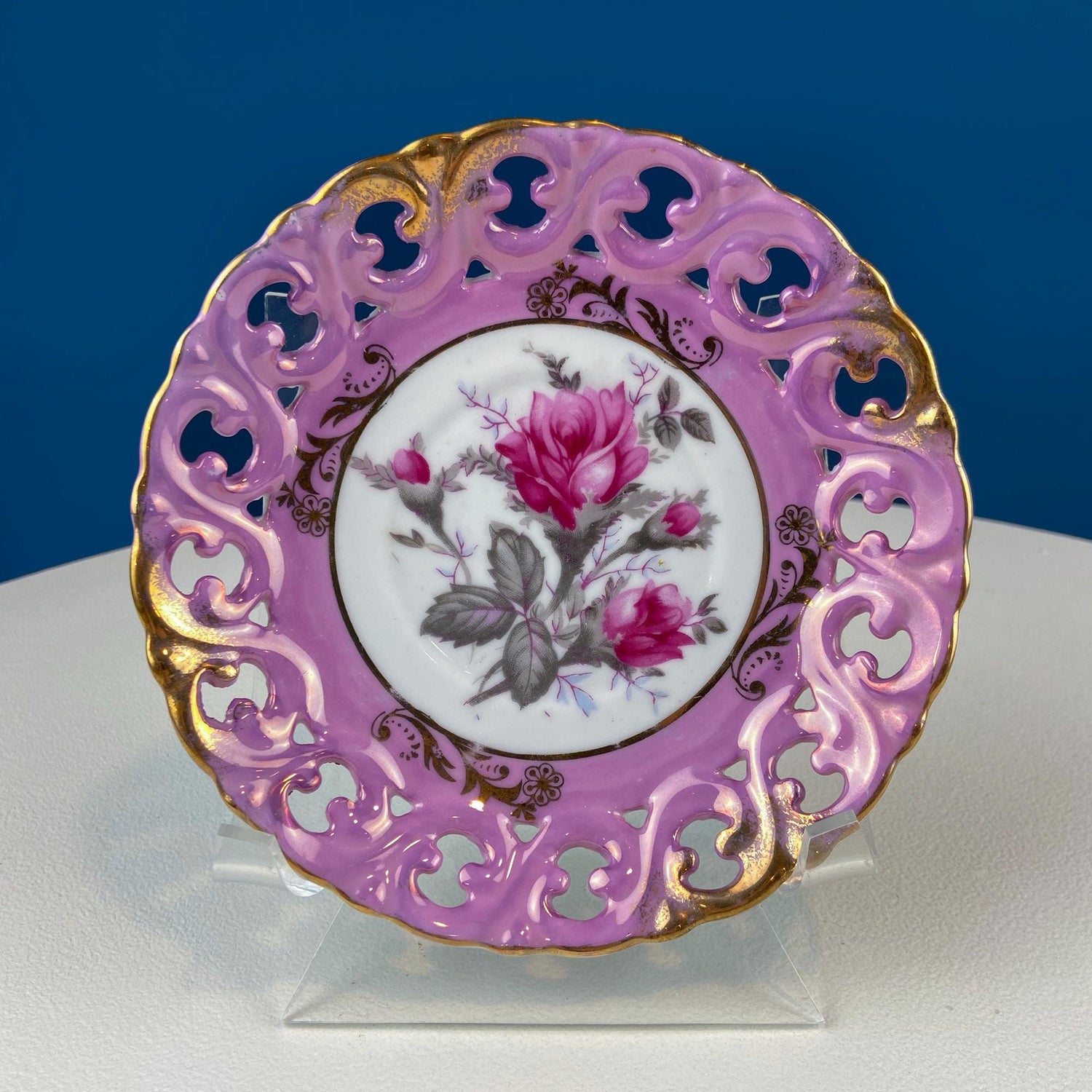 Vintage Pink Reticulated Saucers – Set of 5 Mix & Match Plates
