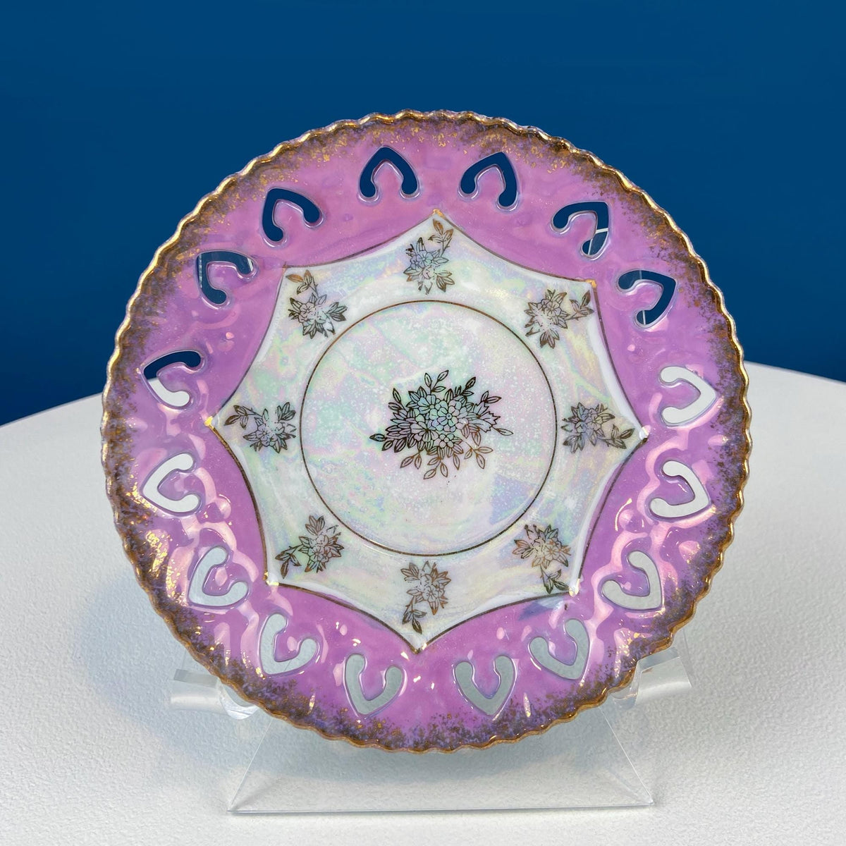 Vintage Pink Reticulated Saucers – Set of 5 Mix & Match Plates