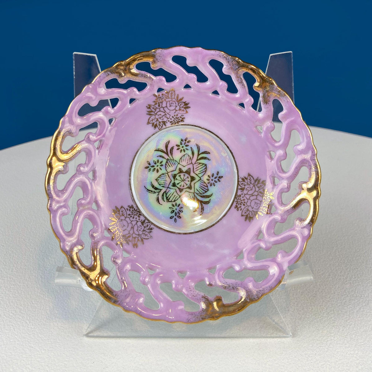 Vintage Pink Reticulated Saucers – Set of 5 Mix & Match Plates