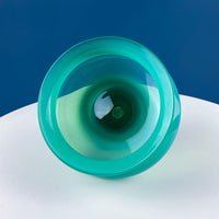 Modern Hand Blown Sky Blue Glass Vase – Curved Opaque Design